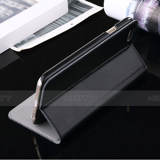 Funda de Cuero Cartera con Soporte para Apple iPhone 6 Plus Negro