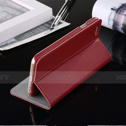 Funda de Cuero Cartera con Soporte para Apple iPhone 6 Plus Rojo