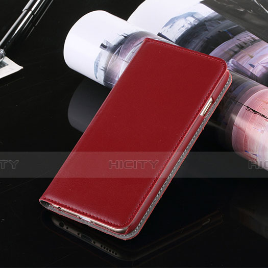 Funda de Cuero Cartera con Soporte para Apple iPhone 6S Rojo