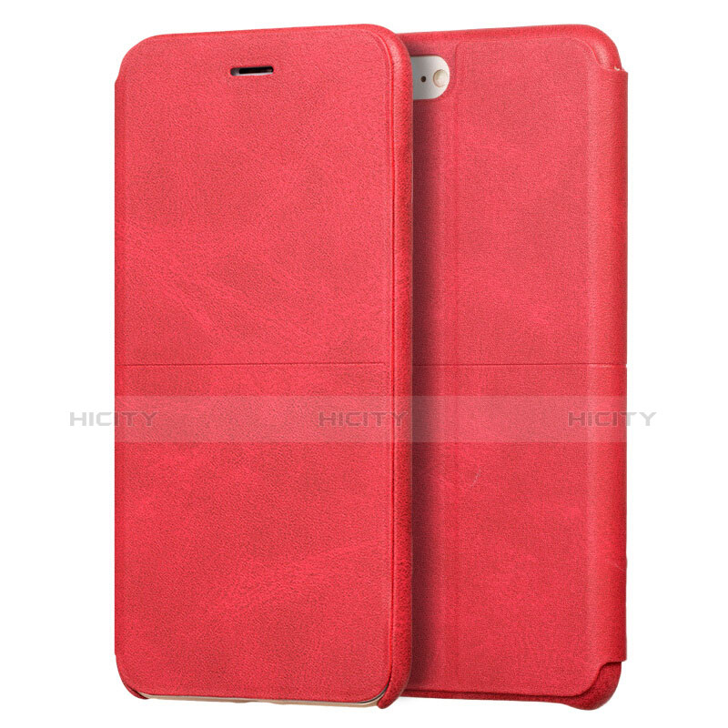 Funda de Cuero Cartera con Soporte para Apple iPhone 7 Rojo