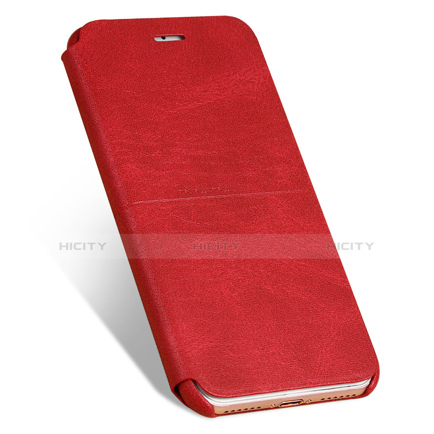 Funda de Cuero Cartera con Soporte para Apple iPhone 7 Rojo