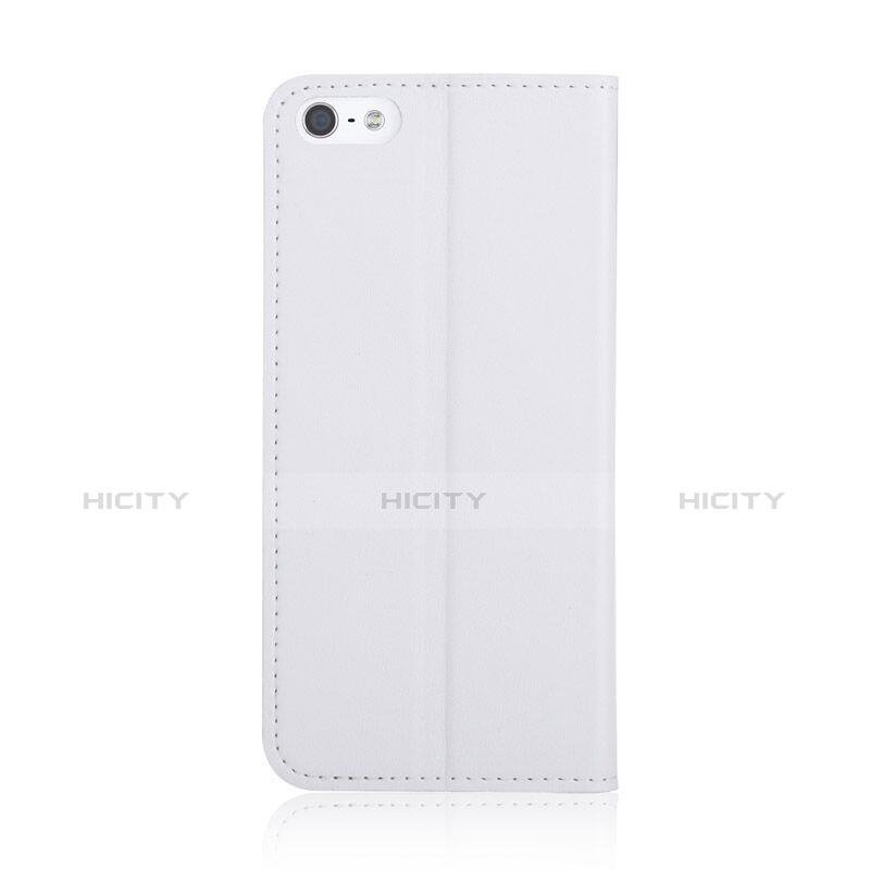 Funda de Cuero Cartera con Soporte para Apple iPhone SE Blanco