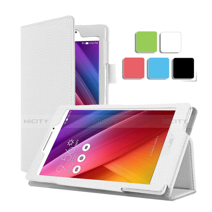 Funda de Cuero Cartera con Soporte para Asus ZenPad C 7.0 Z170CG Blanco