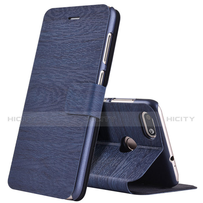 Funda de Cuero Cartera con Soporte para Huawei Enjoy 7 Azul