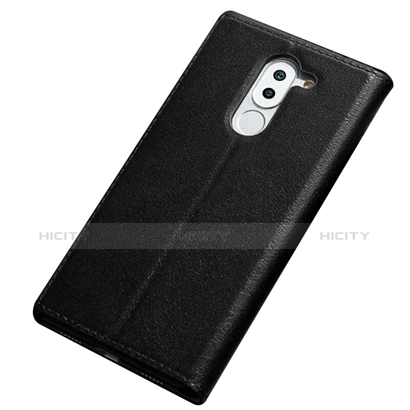 Funda de Cuero Cartera con Soporte para Huawei GR5 (2017) Negro