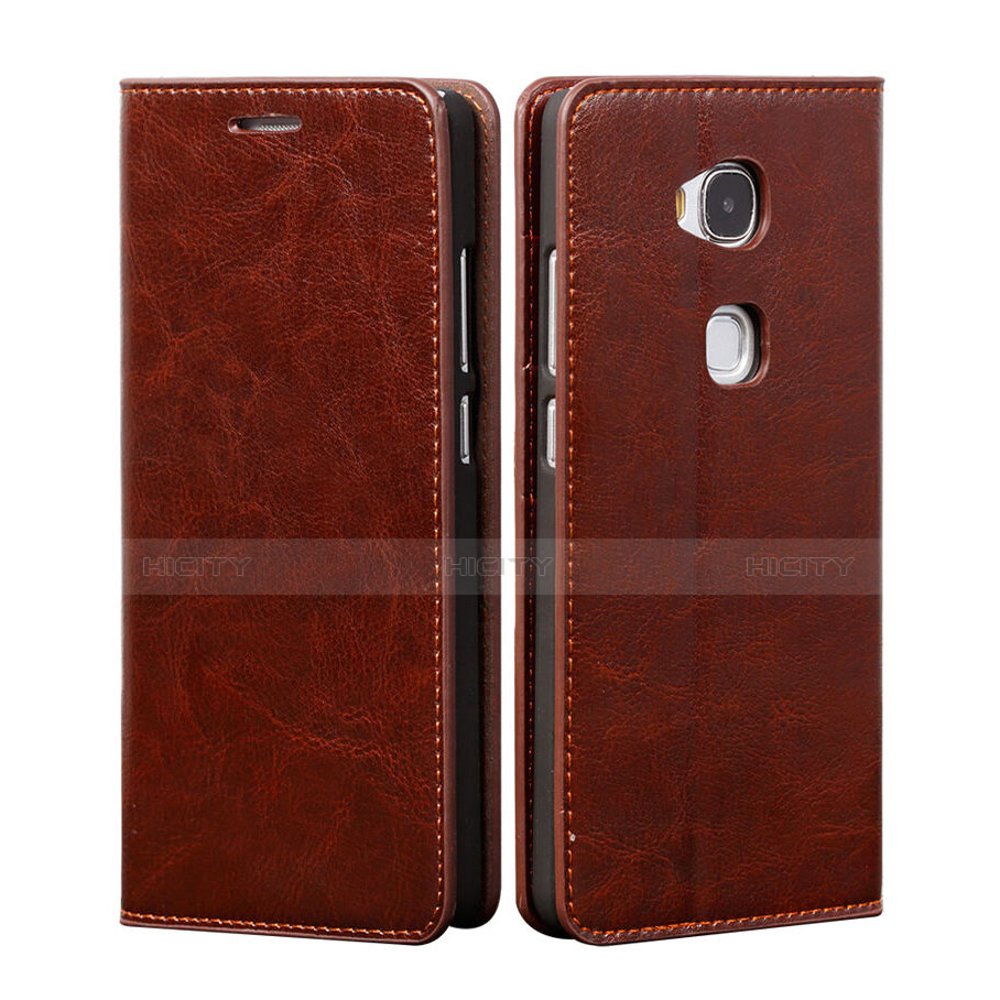 Funda de Cuero Cartera con Soporte para Huawei GR5 Marron