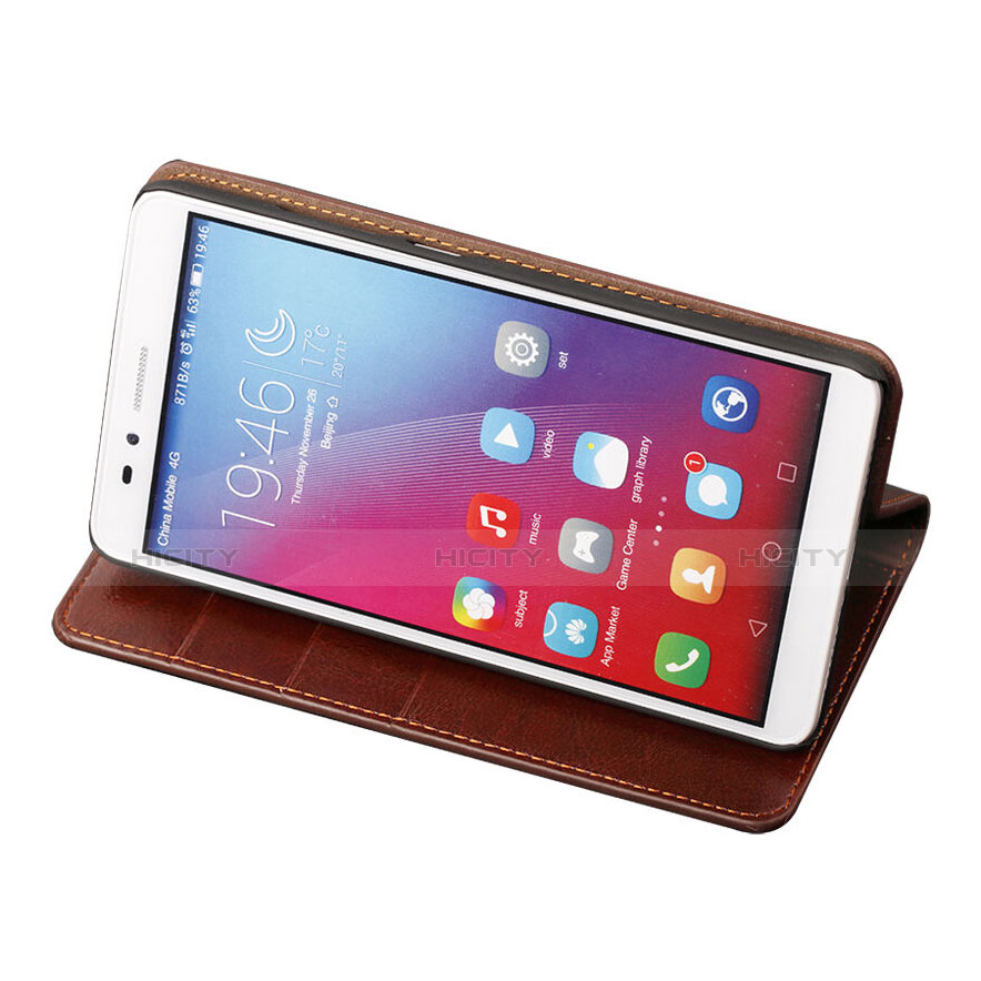 Funda de Cuero Cartera con Soporte para Huawei GR5 Marron