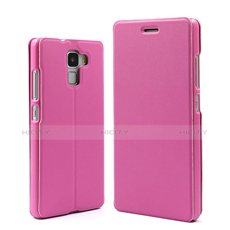 Funda de Cuero Cartera con Soporte para Huawei Honor 7 Dual SIM Rosa