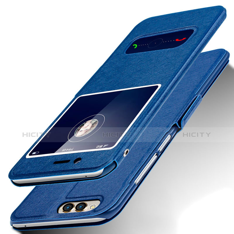 Funda de Cuero Cartera con Soporte para Huawei Honor 7X Azul