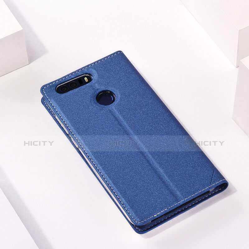 Funda de Cuero Cartera con Soporte para Huawei Honor 8 Azul