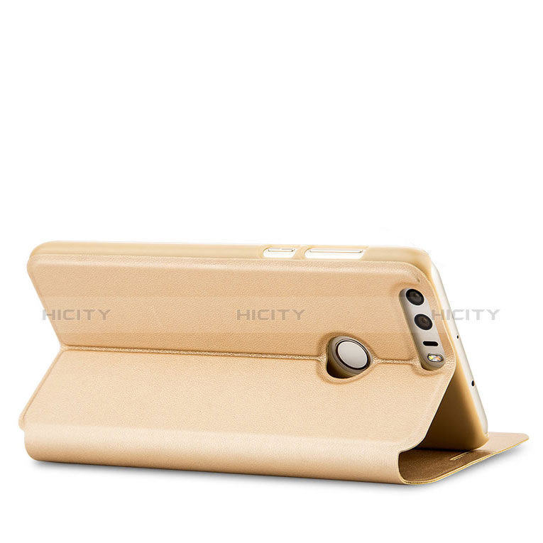 Funda de Cuero Cartera con Soporte para Huawei Honor 8 Oro