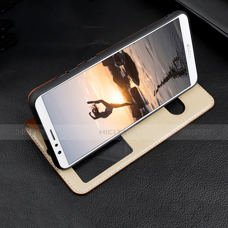 Funda de Cuero Cartera con Soporte para Huawei Honor Play 7X Marron