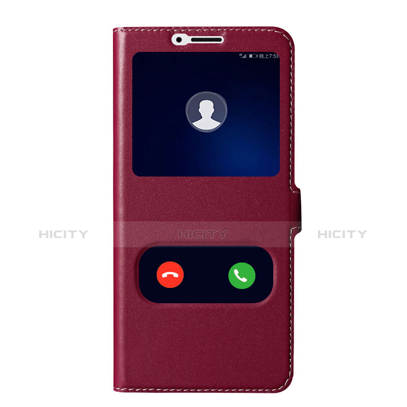 Funda de Cuero Cartera con Soporte para Huawei Honor V10 Rojo