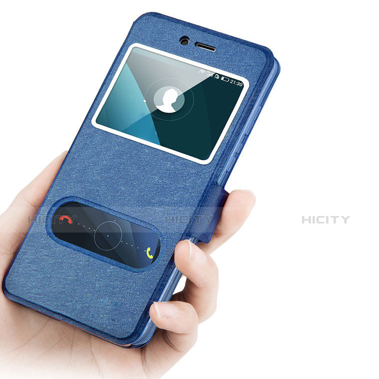 Funda de Cuero Cartera con Soporte para Huawei Honor V8 Azul