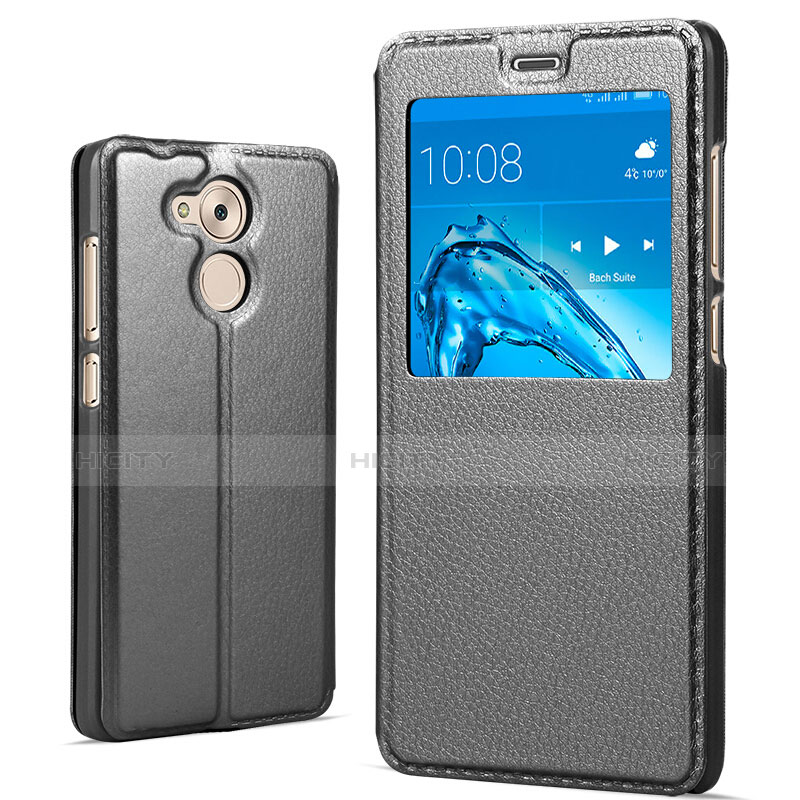 Funda de Cuero Cartera con Soporte para Huawei Honor V9 Play Negro