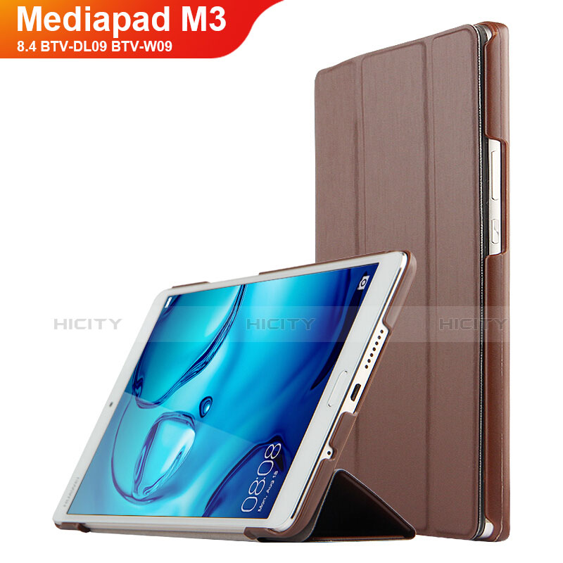 Funda de Cuero Cartera con Soporte para Huawei Mediapad M3 8.4 BTV-DL09 BTV-W09 Marron