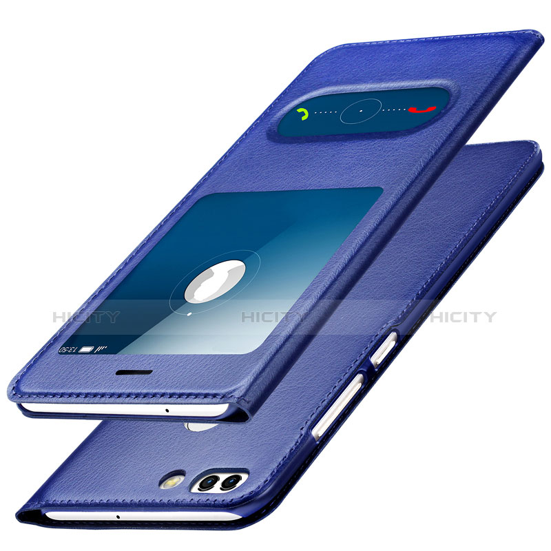 Funda de Cuero Cartera con Soporte para Huawei Nova 2 Azul