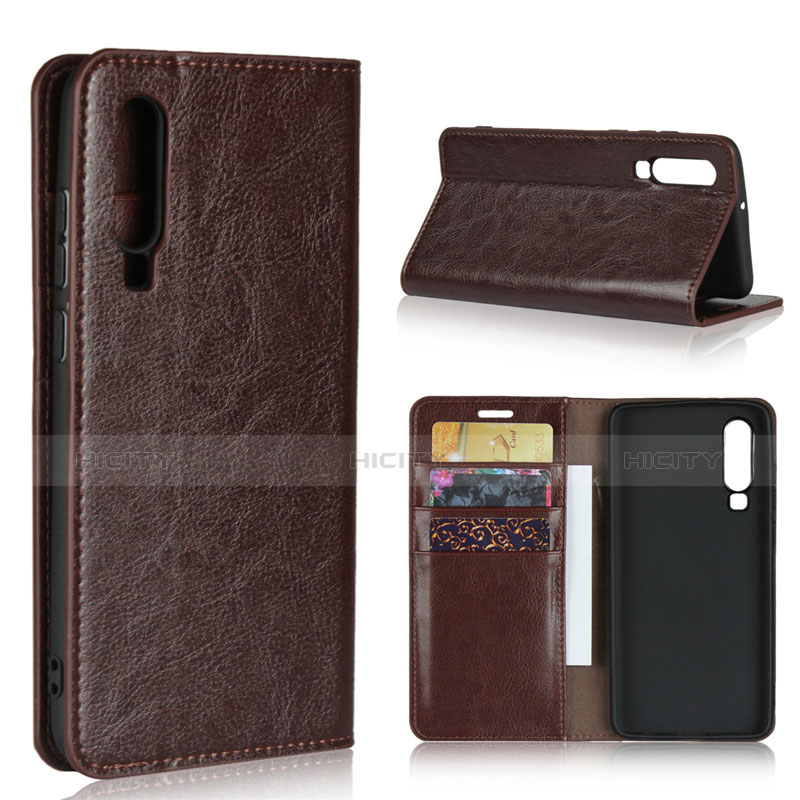 Funda de Cuero Cartera con Soporte para Huawei P30 Marron