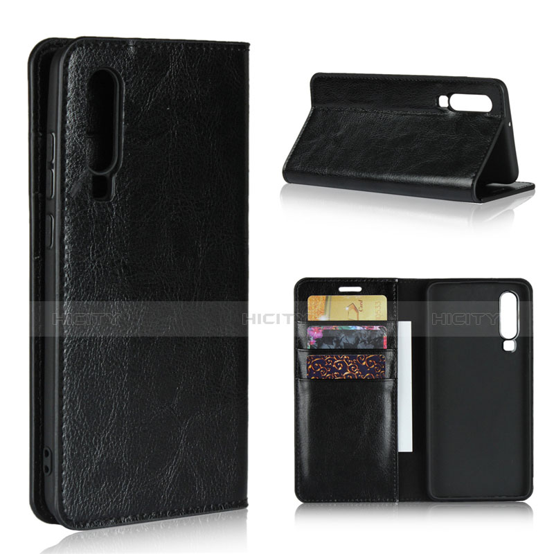 Funda de Cuero Cartera con Soporte para Huawei P30 Negro