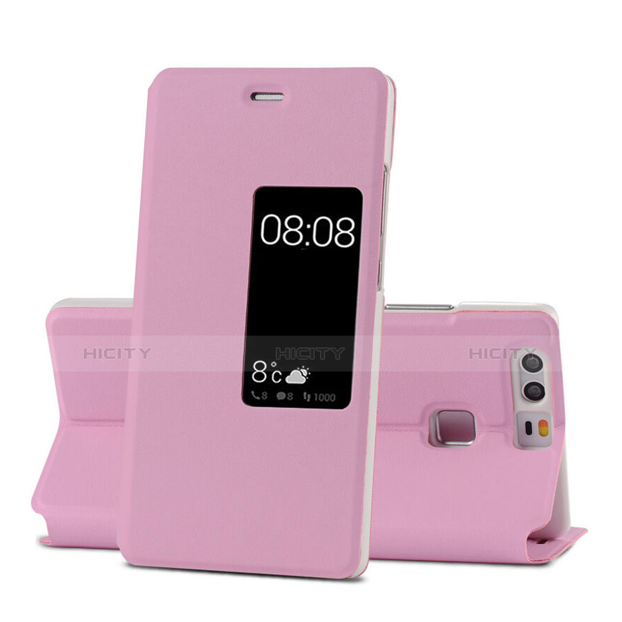 Funda de Cuero Cartera con Soporte para Huawei P9 Plus Rosa