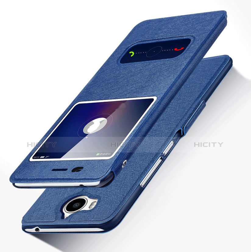 Funda de Cuero Cartera con Soporte para Huawei Y5 (2017) Azul