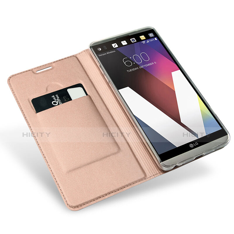 Funda de Cuero Cartera con Soporte para LG G6 Oro Rosa