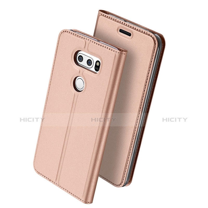 Funda de Cuero Cartera con Soporte para LG V30 Oro Rosa