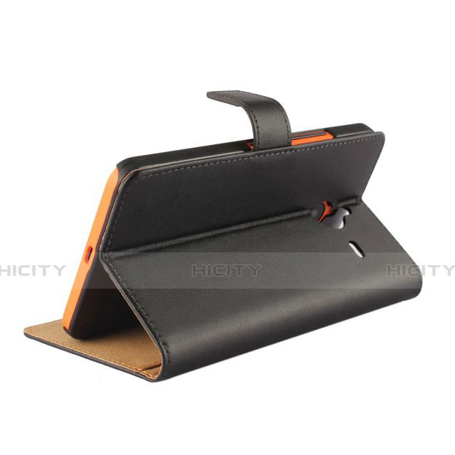 Funda de Cuero Cartera con Soporte para Microsoft Lumia 640 XL Lte Negro