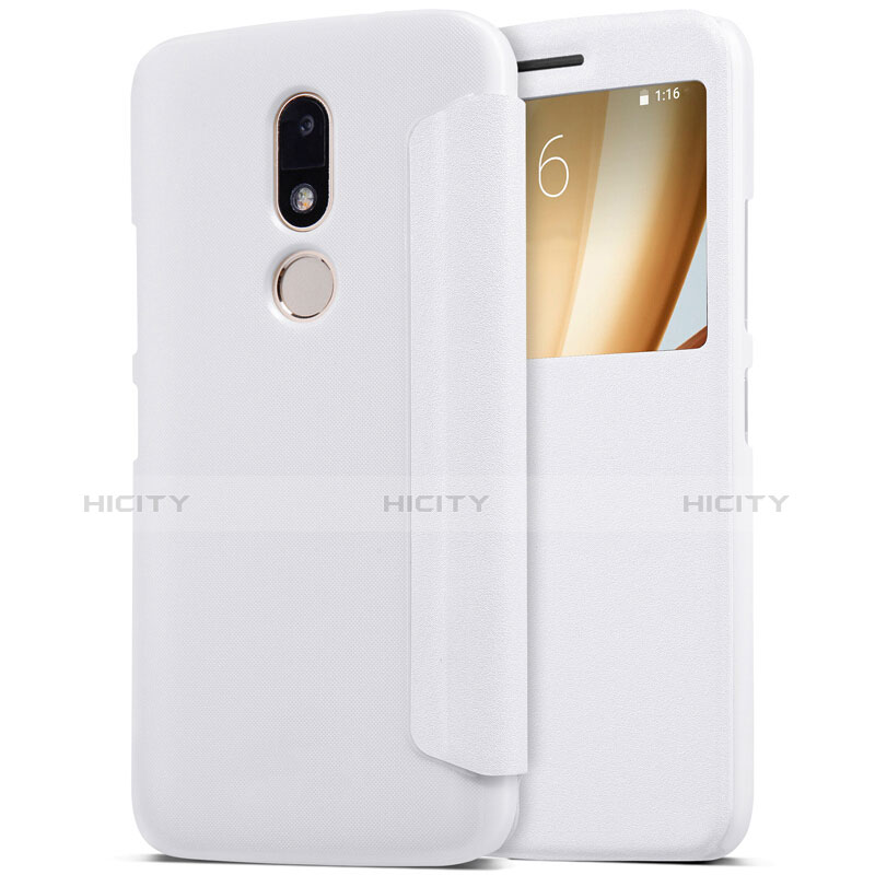 Funda de Cuero Cartera con Soporte para Motorola Moto M XT1662 Blanco