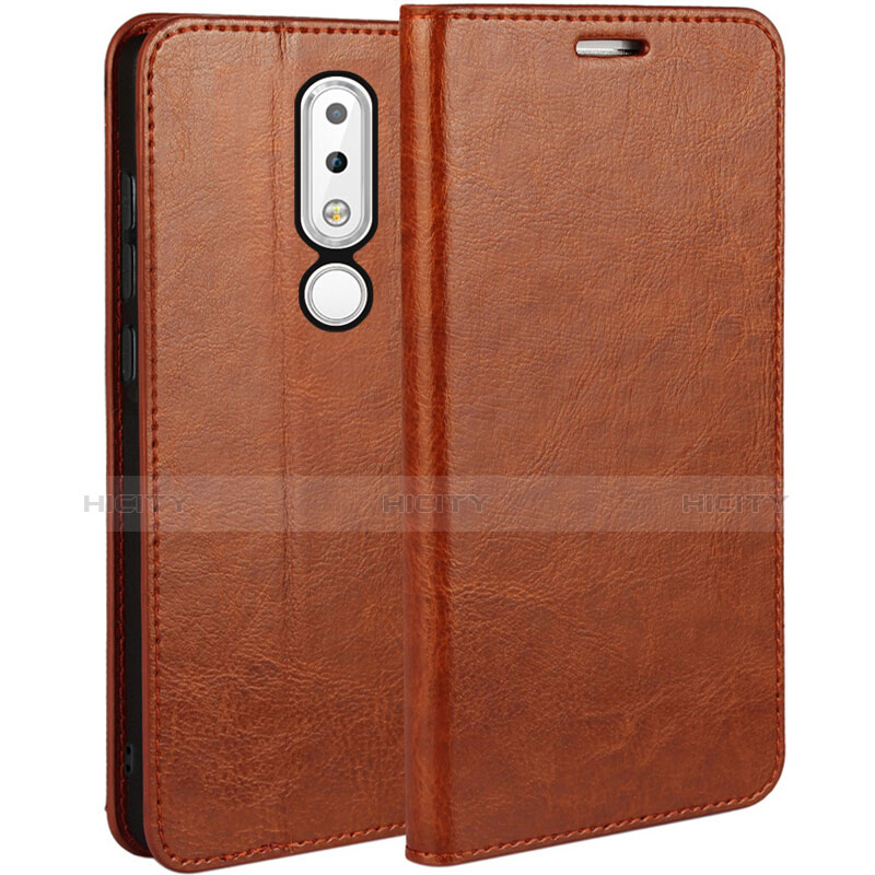 Funda de Cuero Cartera con Soporte para Nokia 6.1 Plus Naranja