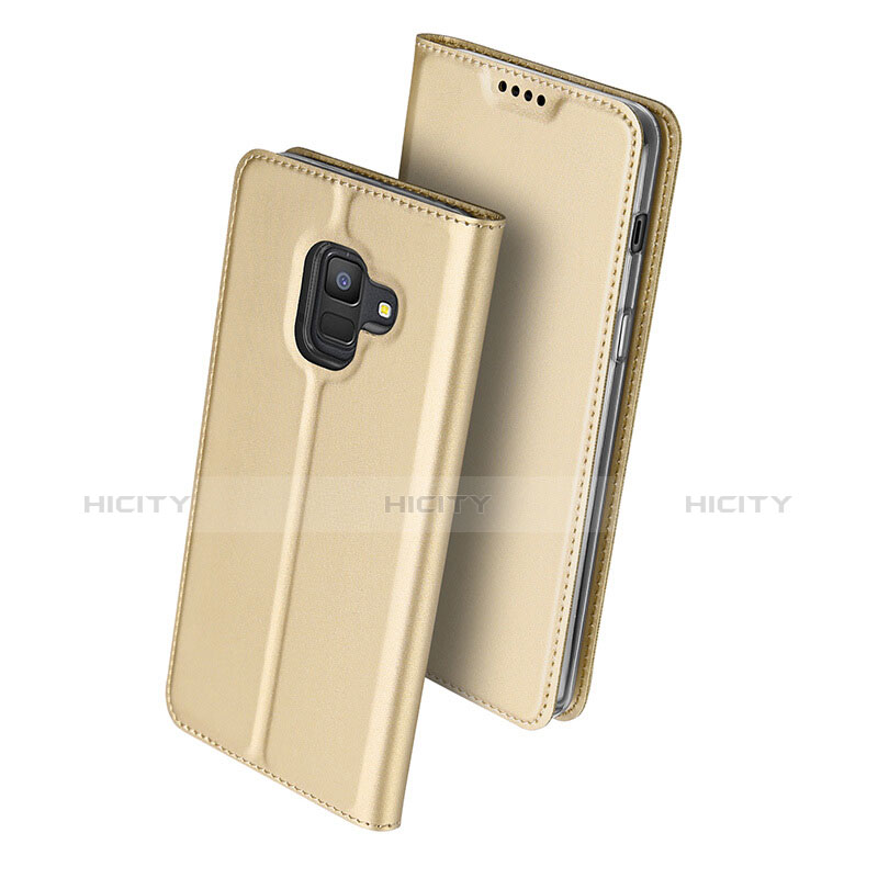 Funda de Cuero Cartera con Soporte para Samsung Galaxy A6 (2018) Dual SIM Oro