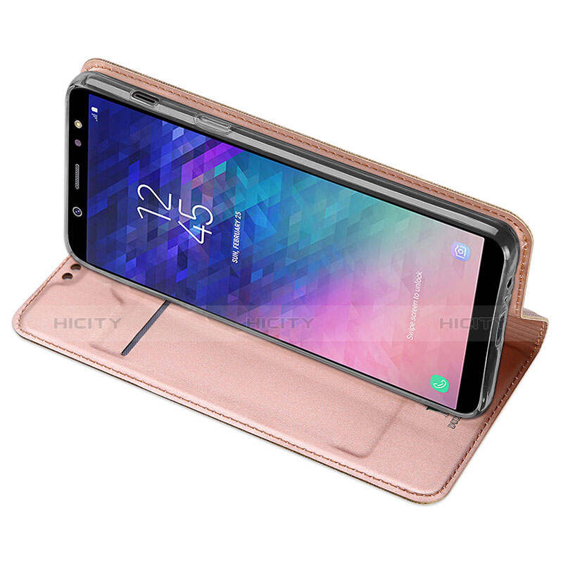 Funda de Cuero Cartera con Soporte para Samsung Galaxy A6 (2018) Oro Rosa