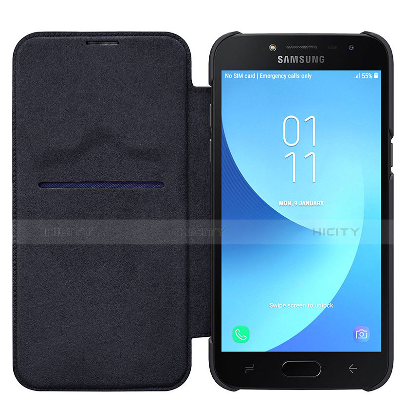 Funda de Cuero Cartera con Soporte para Samsung Galaxy J2 Pro (2018) J250F Negro