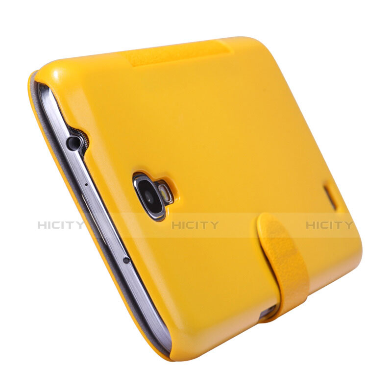 Funda de Cuero Cartera con Soporte para Samsung Galaxy Mega 6.3 i9200 i9205 Amarillo