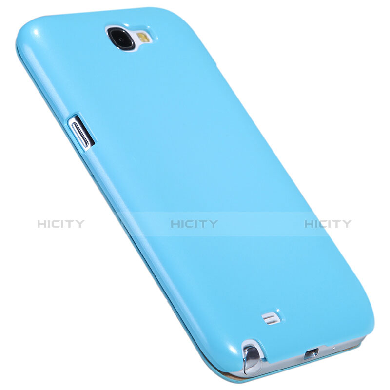 Funda de Cuero Cartera con Soporte para Samsung Galaxy Note 2 N7100 N7105 Azul Cielo