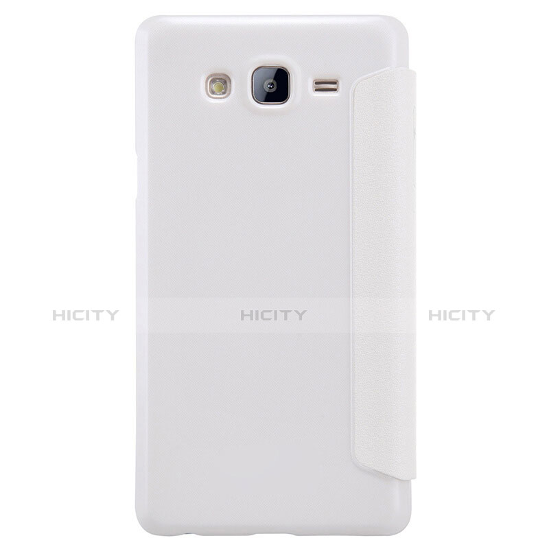 Funda de Cuero Cartera con Soporte para Samsung Galaxy On5 G550FY Blanco