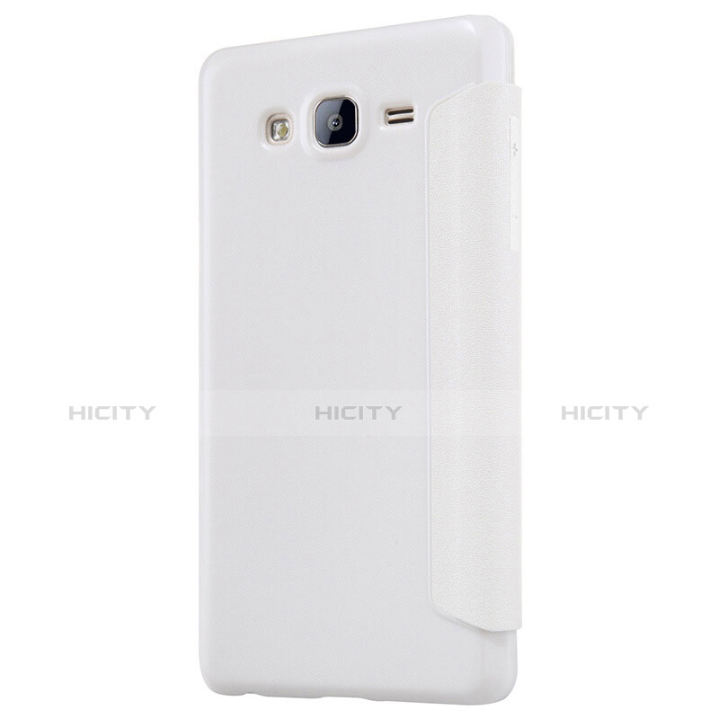 Funda de Cuero Cartera con Soporte para Samsung Galaxy On5 G550FY Blanco