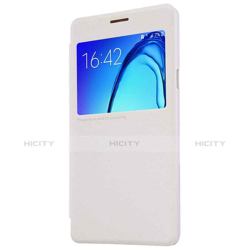 Funda de Cuero Cartera con Soporte para Samsung Galaxy On5 Pro Blanco