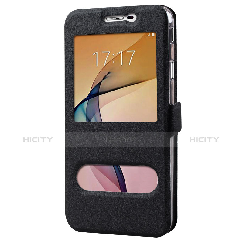 Funda de Cuero Cartera con Soporte para Samsung Galaxy On7 (2016) G6100 Negro