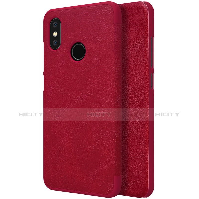 Funda de Cuero Cartera con Soporte para Xiaomi Mi 8 Rojo