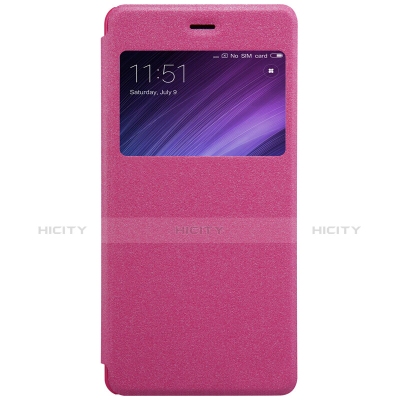 Funda de Cuero Cartera con Soporte para Xiaomi Redmi 4 Prime High Edition Rosa Roja