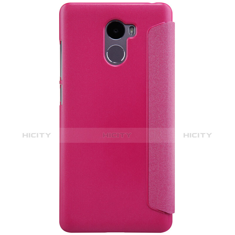 Funda de Cuero Cartera con Soporte para Xiaomi Redmi 4 Standard Edition Rosa Roja