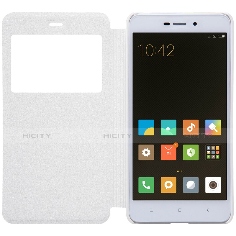 Funda de Cuero Cartera con Soporte para Xiaomi Redmi 4A Blanco