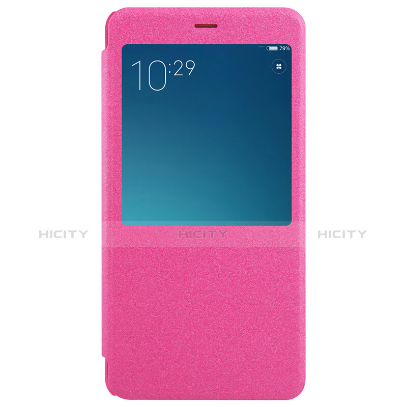 Funda de Cuero Cartera con Soporte para Xiaomi Redmi Note 4 Rosa Roja