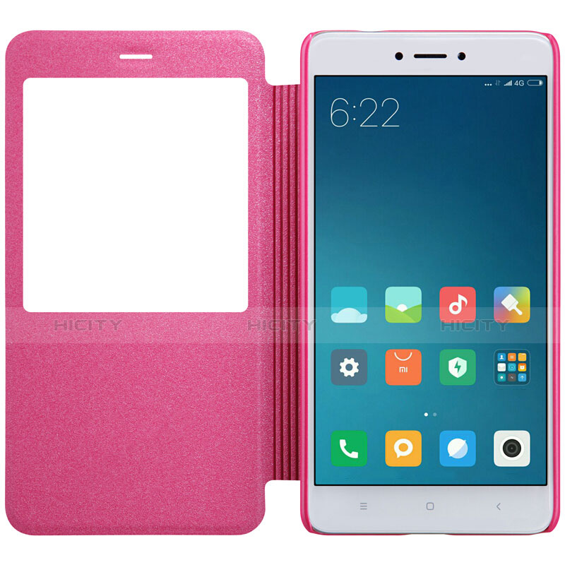 Funda de Cuero Cartera con Soporte para Xiaomi Redmi Note 4 Standard Edition Rosa Roja