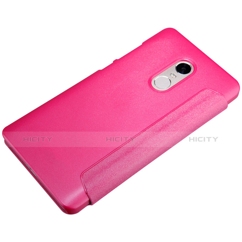 Funda de Cuero Cartera con Soporte para Xiaomi Redmi Note 4 Standard Edition Rosa Roja