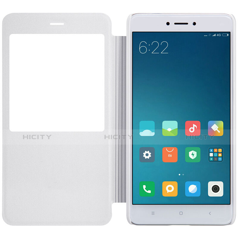 Funda de Cuero Cartera con Soporte para Xiaomi Redmi Note 4X Blanco