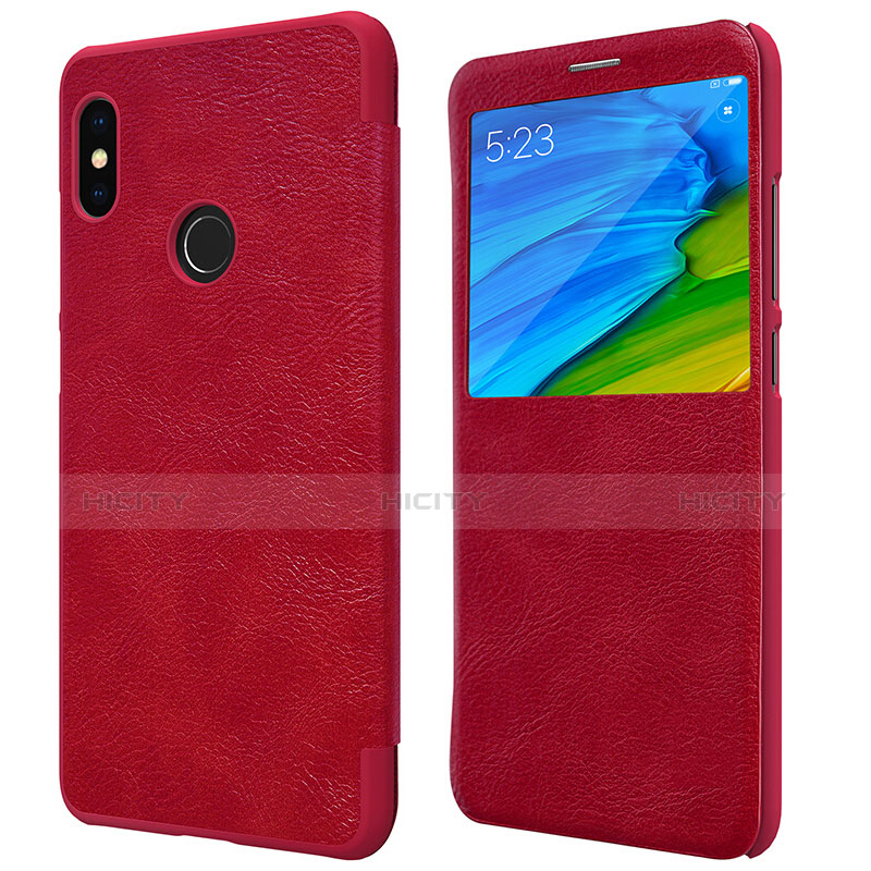 Funda de Cuero Cartera con Soporte para Xiaomi Redmi Note 5 Pro Rojo