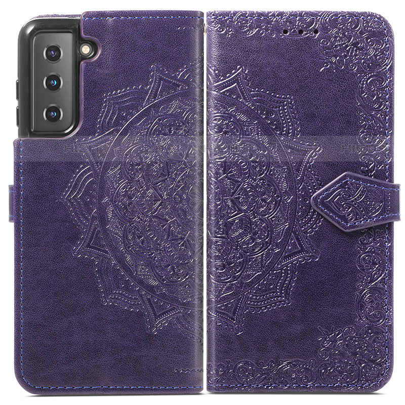 Funda de Cuero Cartera con Soporte Patron de Moda Carcasa A01D para Samsung Galaxy S21 Plus 5G Morado