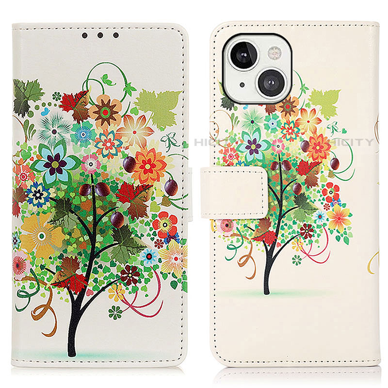 Funda de Cuero Cartera con Soporte Patron de Moda Carcasa A07 para Apple iPhone 15 Multicolor